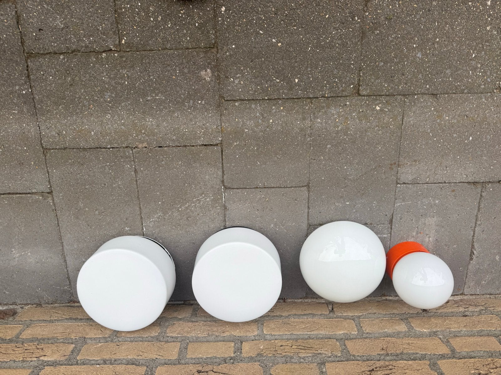 Gratis 4 plafondlampen, Ophalen, Gebruikt, Glas, Wit