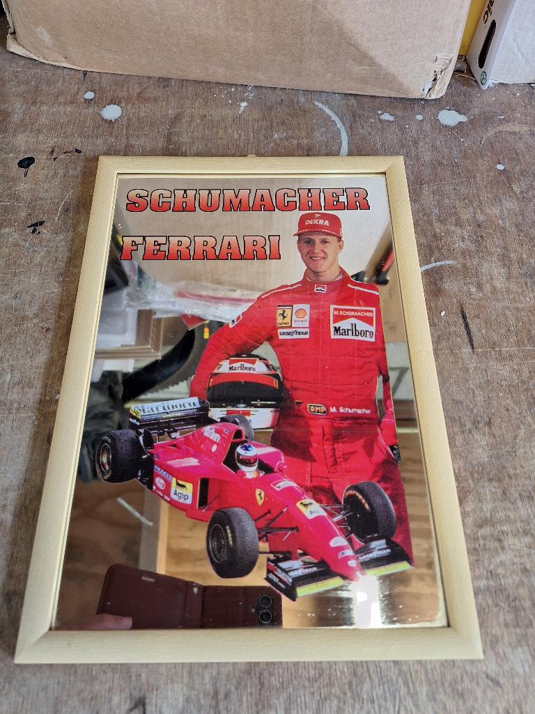 Vintage spiegel Ferrari Michael Schumacher Formule 1 1990s, Verzamelen, Ophalen of Verzenden, Zo goed als nieuw, Formule 1