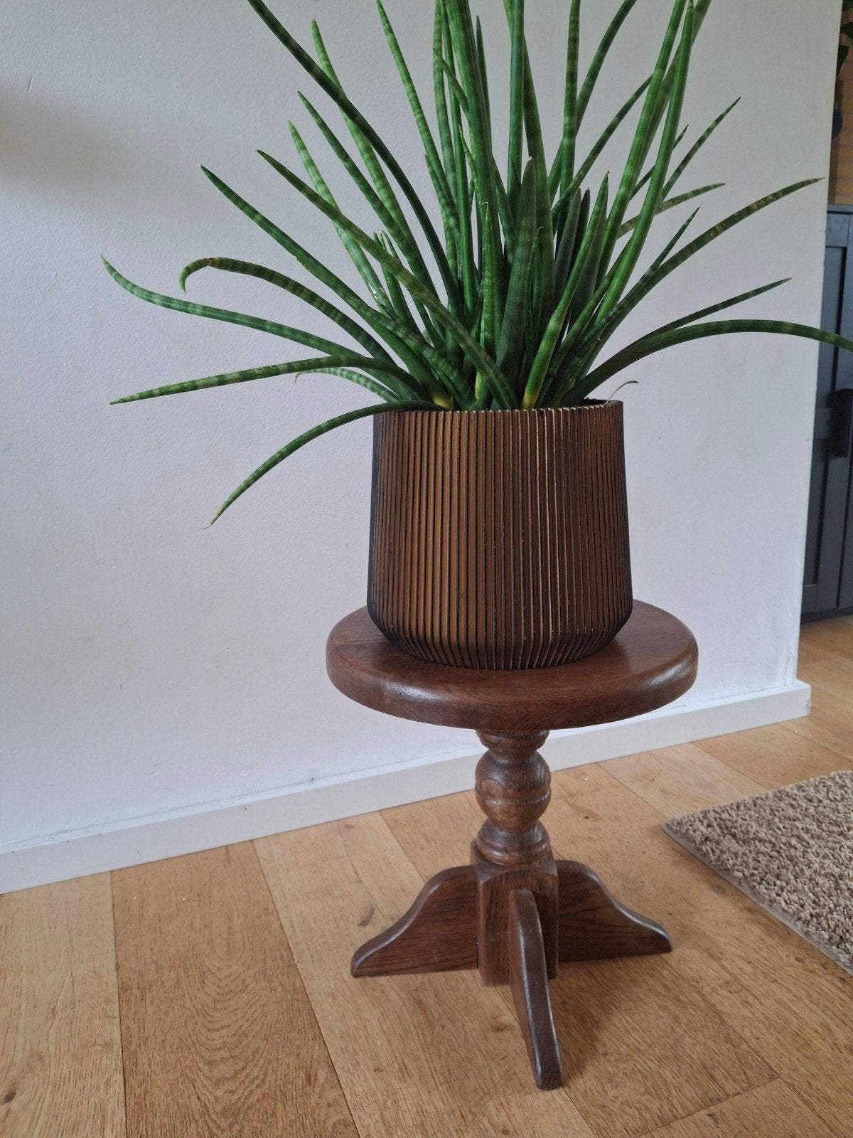Houten bijzettafel / plantentafel / krukje- 40 cm hoog, Minder dan 45 cm, Gebruikt, Rond, Ophalen of Verzenden