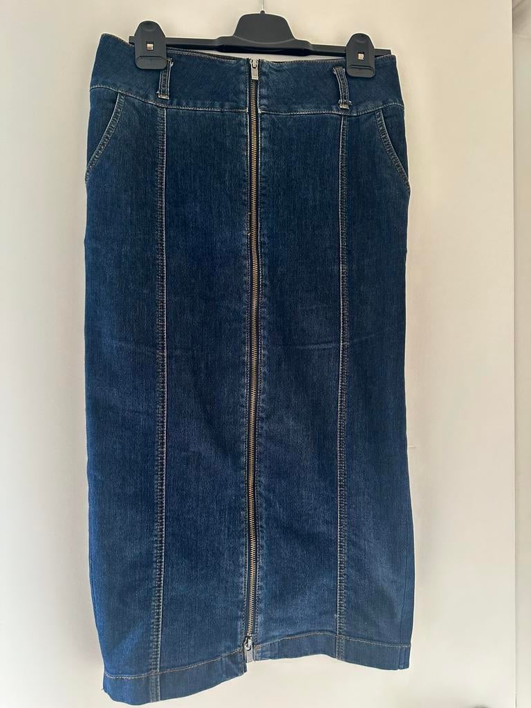 Madeleine jeansrok taille 41 cm, Maat 38/40 (M), Zo goed als nieuw, Onder de knie, Verzenden