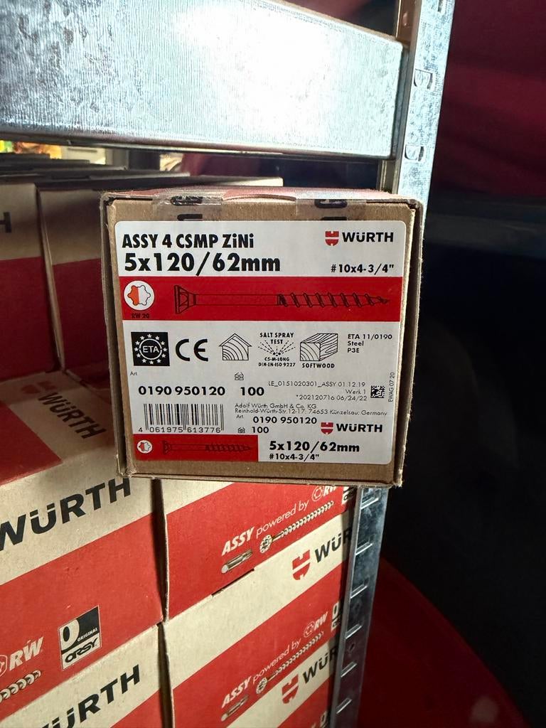 Würth verzinkt Schroeven - Diverse Maten - Nieuw, Doe-het-zelf en Verbouw, IJzerwaren en Bevestigingsmiddelen, Ophalen of Verzenden