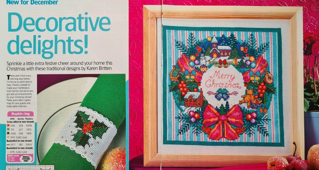 Kerst krans 3 borduurpatronen, Hobby en Vrije tijd, Ophalen, Nieuw, Handborduren, Patroon