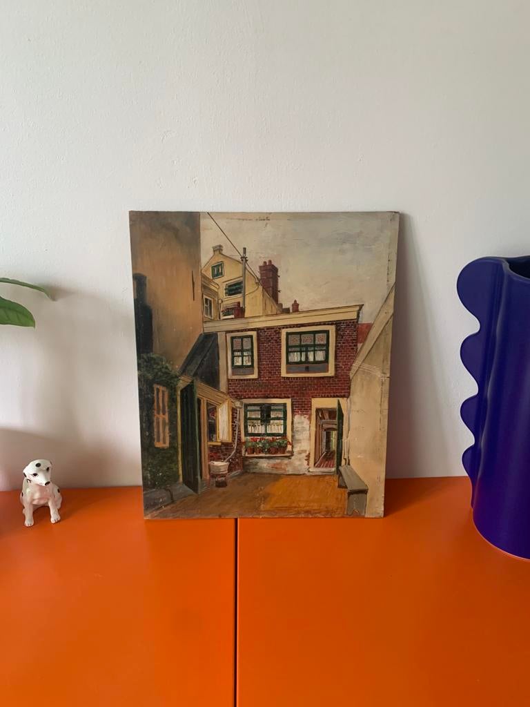 Olieverfschilderij op paneel dubbel beschilderd, Ophalen of Verzenden