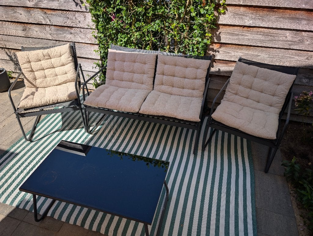 Loungeset, Tuin en Terras, Ophalen, 4 zitplaatsen, Kunststof, Gebruikt