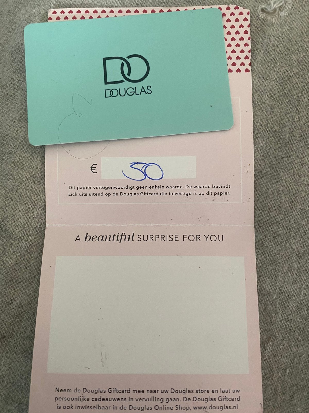Douglas kadokaart, Eén persoon, Cadeaubon