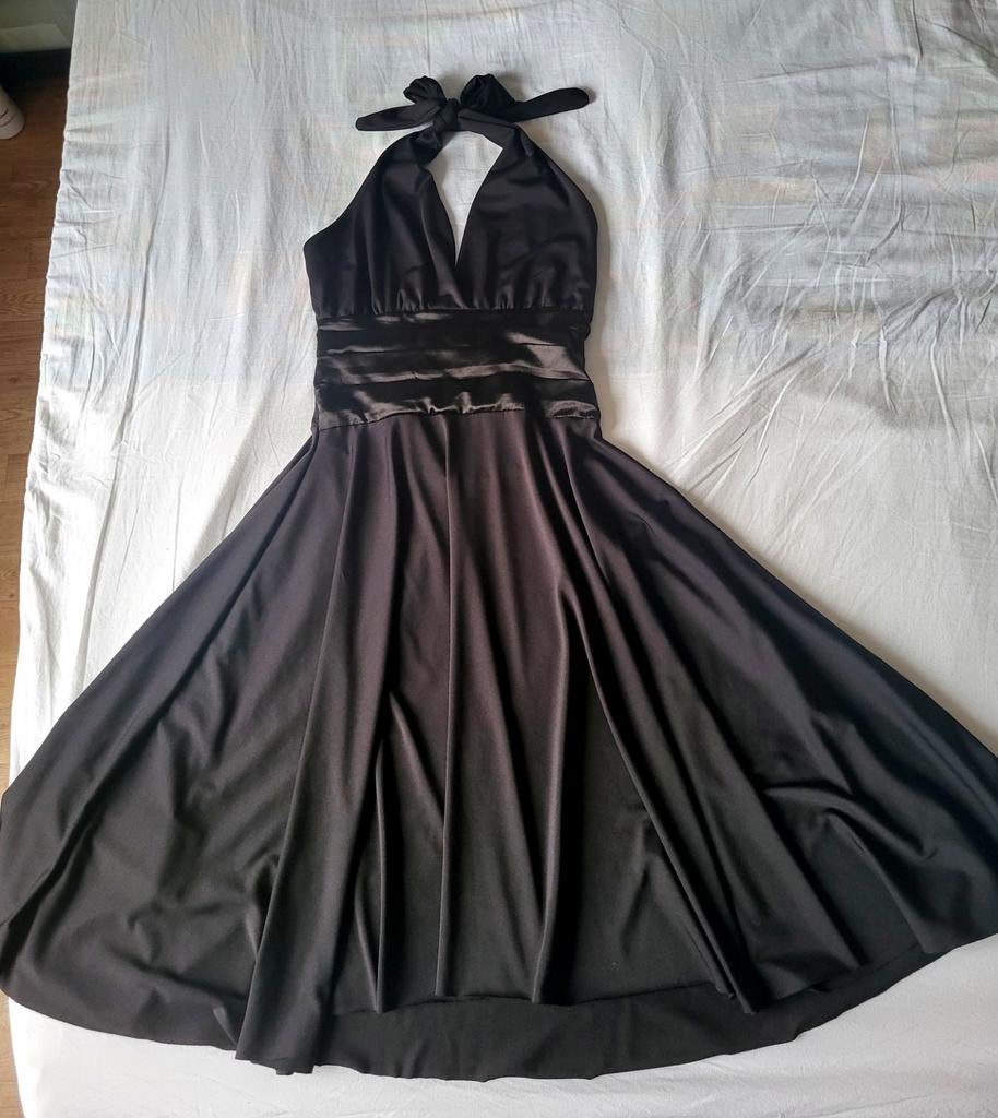 Vintage Zwarte cocktailjurk Open rug Marilyn Monroe stijl, Zwart, Ophalen of Verzenden, Zo goed als nieuw, Vintage