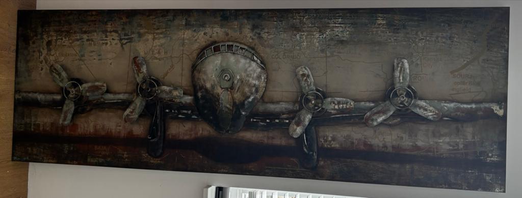 Super gaaf metalen kunststuk 'rotating propeller' 180x60, Antiek en Kunst, Kunst | Designobjecten, Ophalen