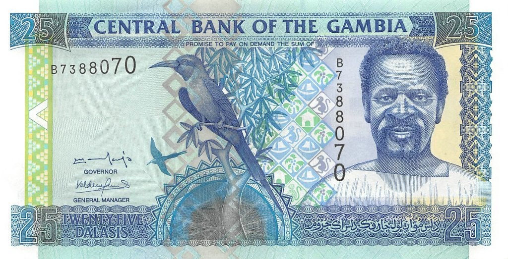 Gambia 25 Dalasis 2001 Unc pn 22a, Postzegels en Munten, Bankbiljetten | Afrika, Los biljet, Overige landen, Ophalen of Verzenden