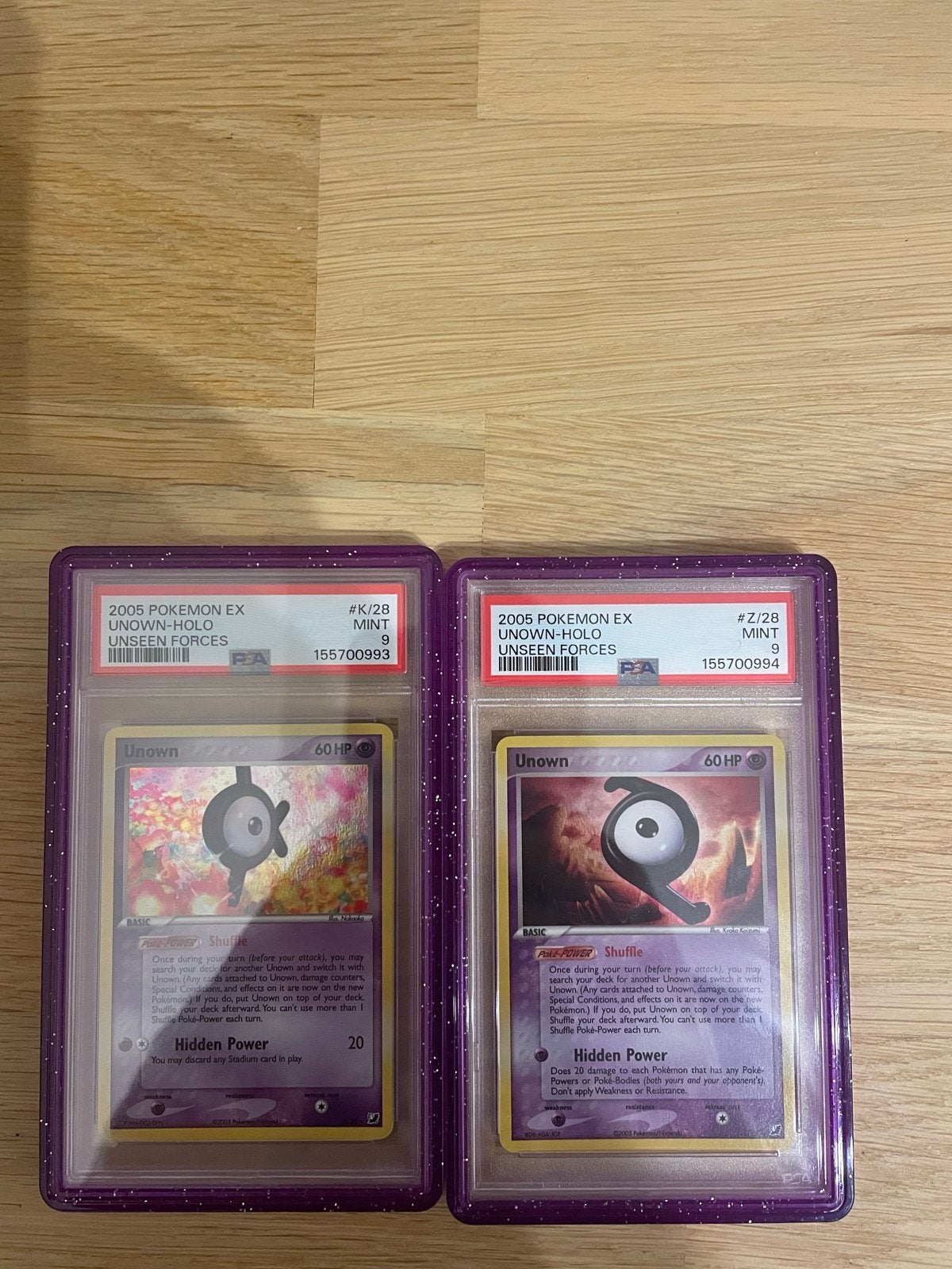 Unown Holo PSA 9 - Unseen Forces Pokémon kaarten, Ophalen of Verzenden, Zo goed als nieuw, Meerdere kaarten, Foil