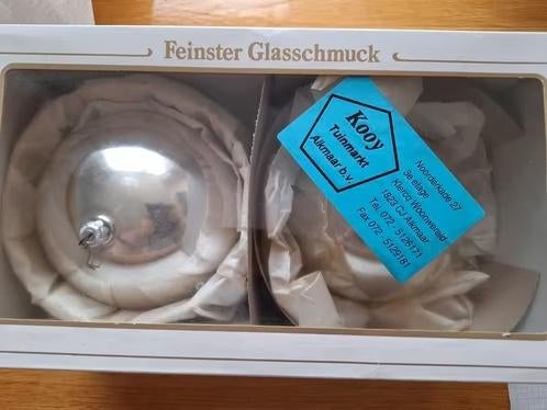 Grote zilverkleurige glazen kerstballen h, Gebruikt, Onbekend, Ophalen of Verzenden, Feinster glasschmuck