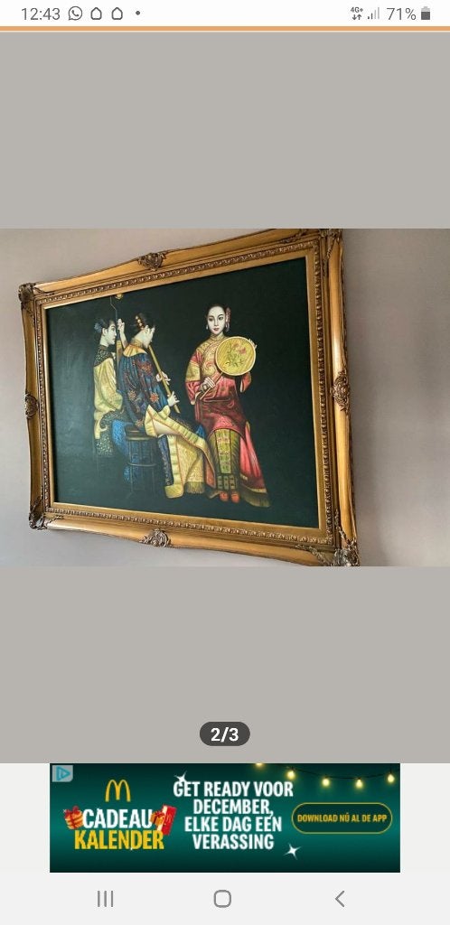 Schilderij, prachtige, 3 Chinese dames, muzikanten, mooi lij, Ophalen, Doek, Portret of Personen, Olieverf