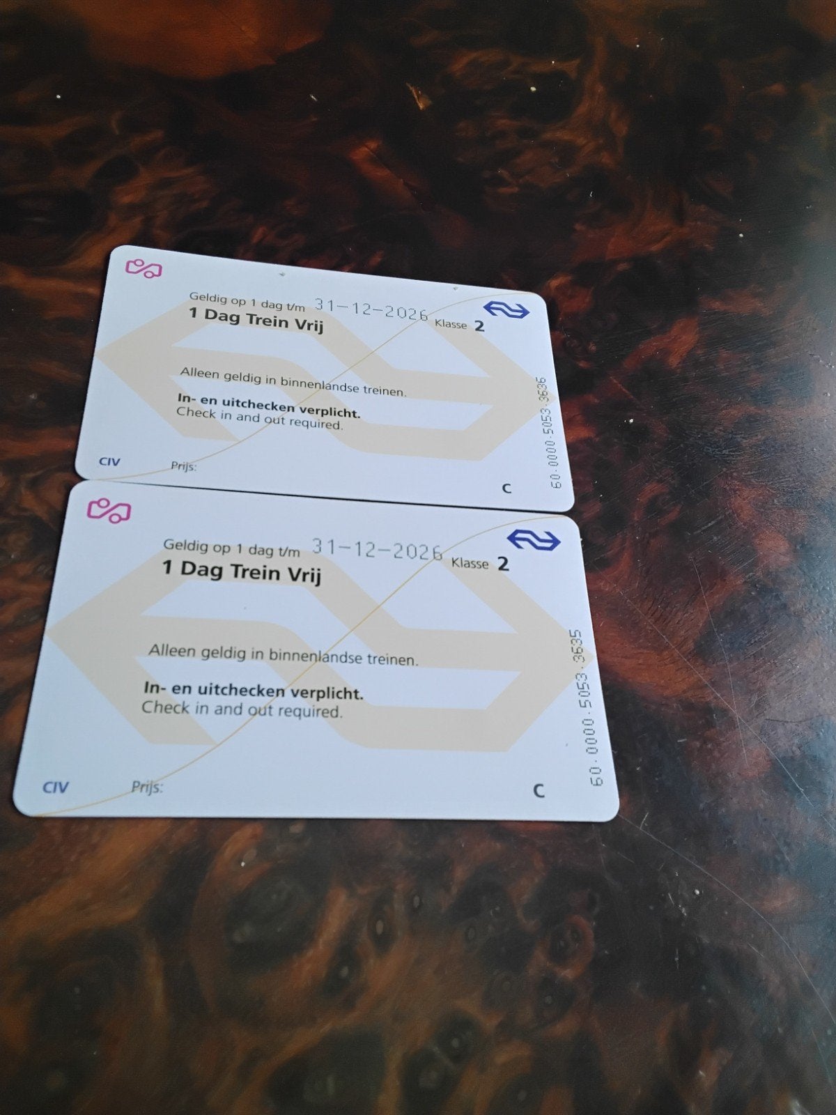 TREINKAARTJES, Tickets en Kaartjes, Trein, Bus en Vliegtuig, Twee personen, Trein, Algemeen kaartje
