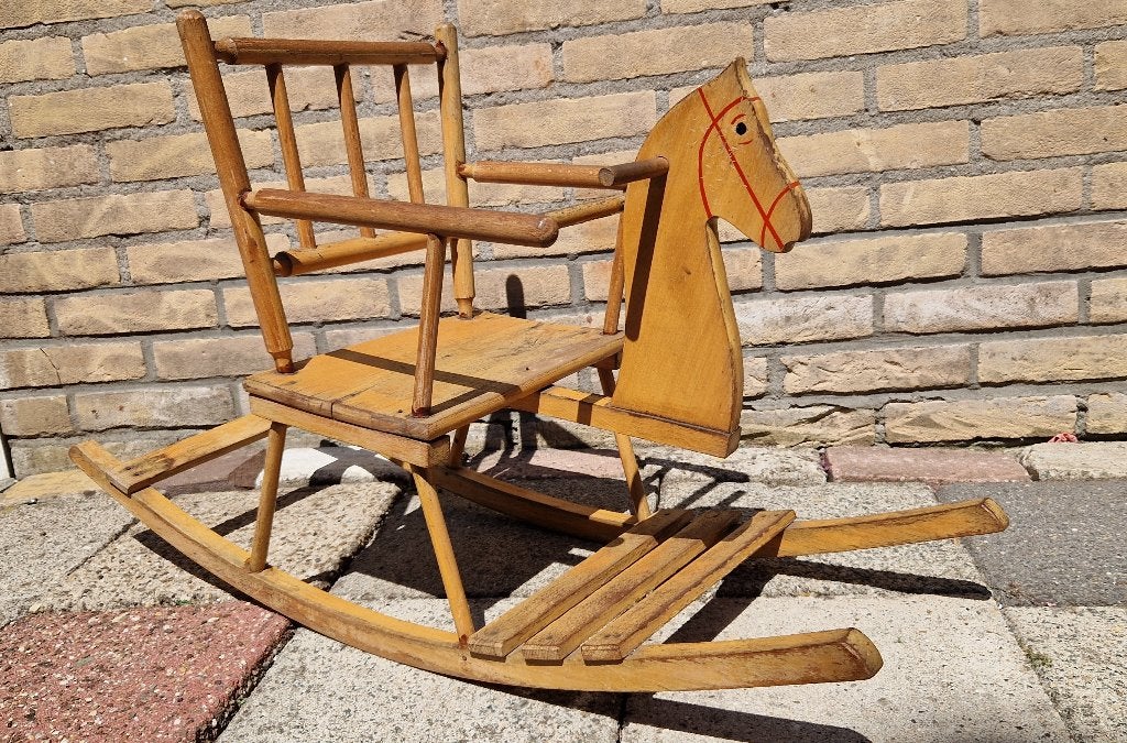 Vintage houten hobbelpaard, Ophalen, Gebruikt