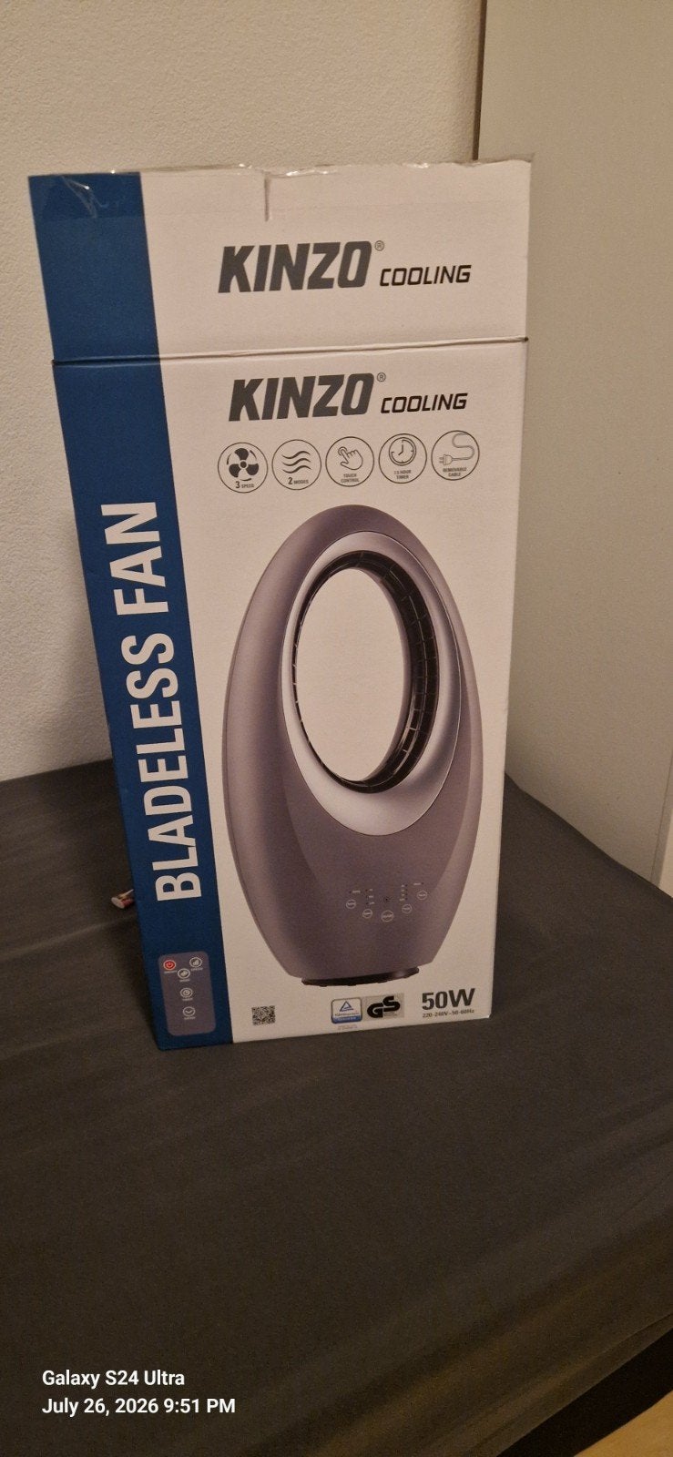 Kinzo Cooling Bladeless Fan - Nieuw in doos, Ophalen of Verzenden, Ventilator met afstandsbediening, Nieuw, Torenventilator