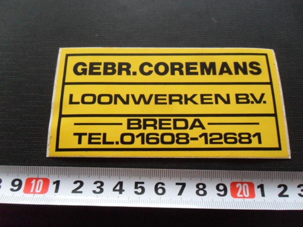sticker Breda GEBR. COREMANS Loonwerken bv 01608-12681, Ophalen, Zo goed als nieuw