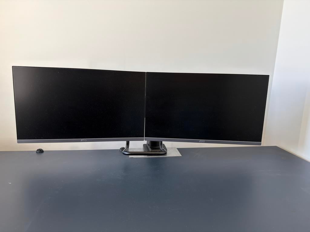 Dubbele monitor arm (Audizio) met 2x AOC Full HD monitoren, Computers en Software, Monitoren, IPS, In hoogte verstelbaar, Full HD