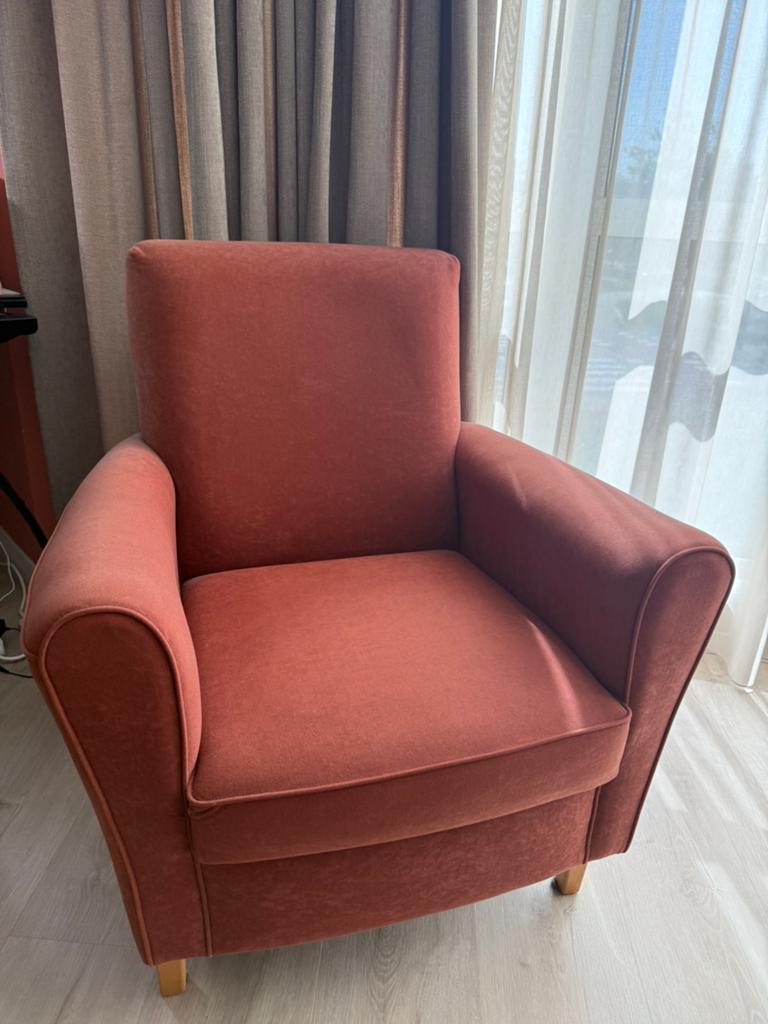 Oudroze fauteuil, Ophalen, Gebruikt, 75 tot 100 cm, 75 tot 100 cm