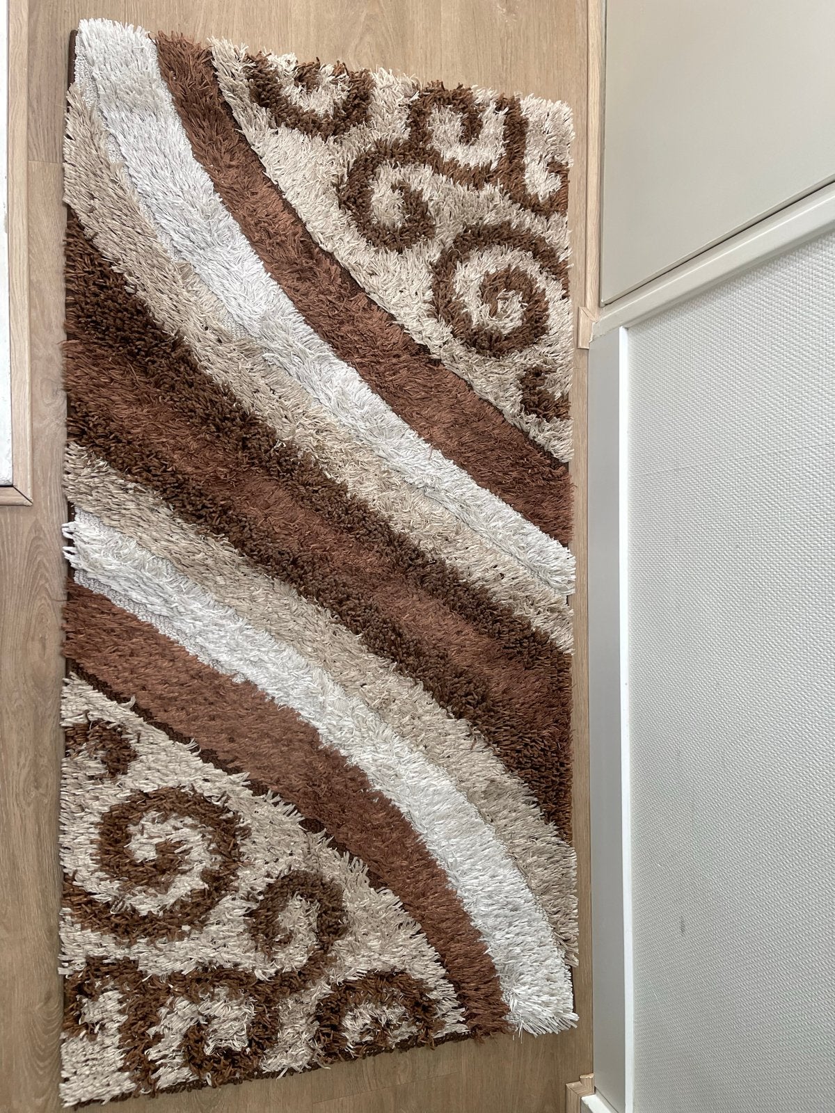 Merinos Shaggy tapijt bruin/beige/wit  150/80 cm, Gebruikt, 100 tot 150 cm, Wit, Rechthoekig