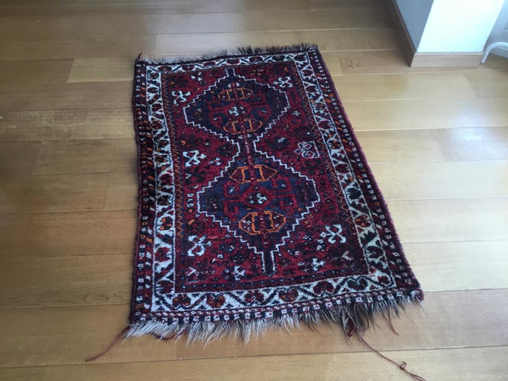 Vintage Perzisch Oosters Tapijtje - 120x86 cm, Gebruikt, 100 tot 150 cm, Rechthoekig, Rood
