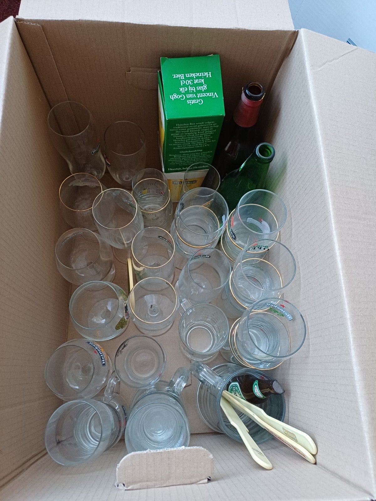 Heineken  verzameling, glazen , flesjes,  blikjes, etc, Verzamelen, Biermerken, Ophalen, Gebruikt, Glas of Glazen, Heineken
