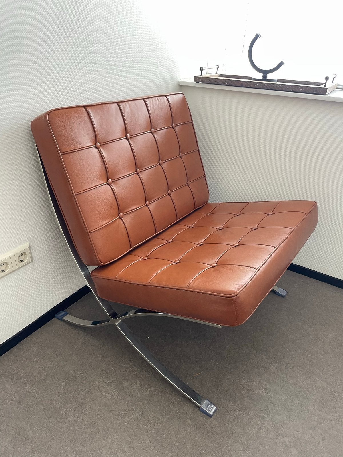Barcelona stoel in cognac leer - Stijlvol en comfortabel, Ophalen, Bruin, Nieuw, Leer
