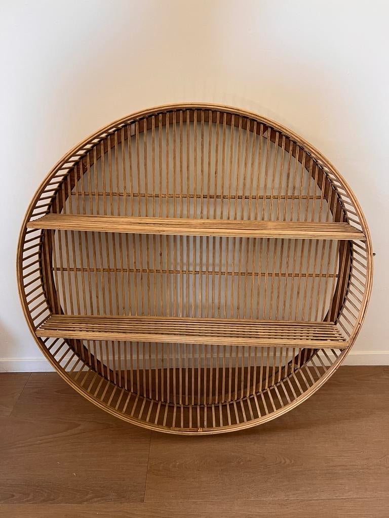 Rond bamboe wandkastje Xenos - 75x13 cm, Ophalen, Zo goed als nieuw