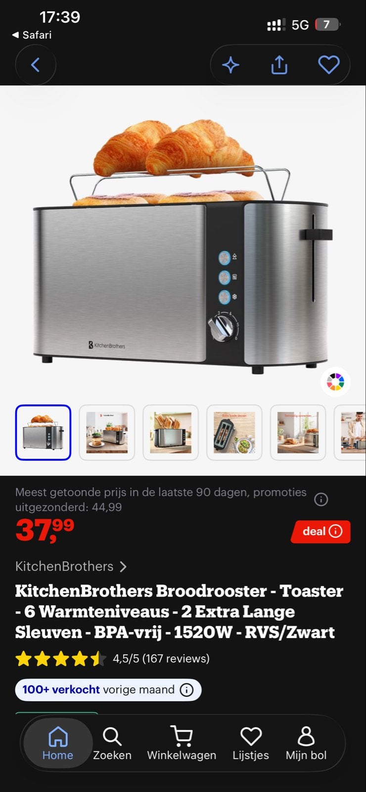 KitchenBrothers Broodrooster, Ophalen, Zo goed als nieuw, Meer dan 8 standen