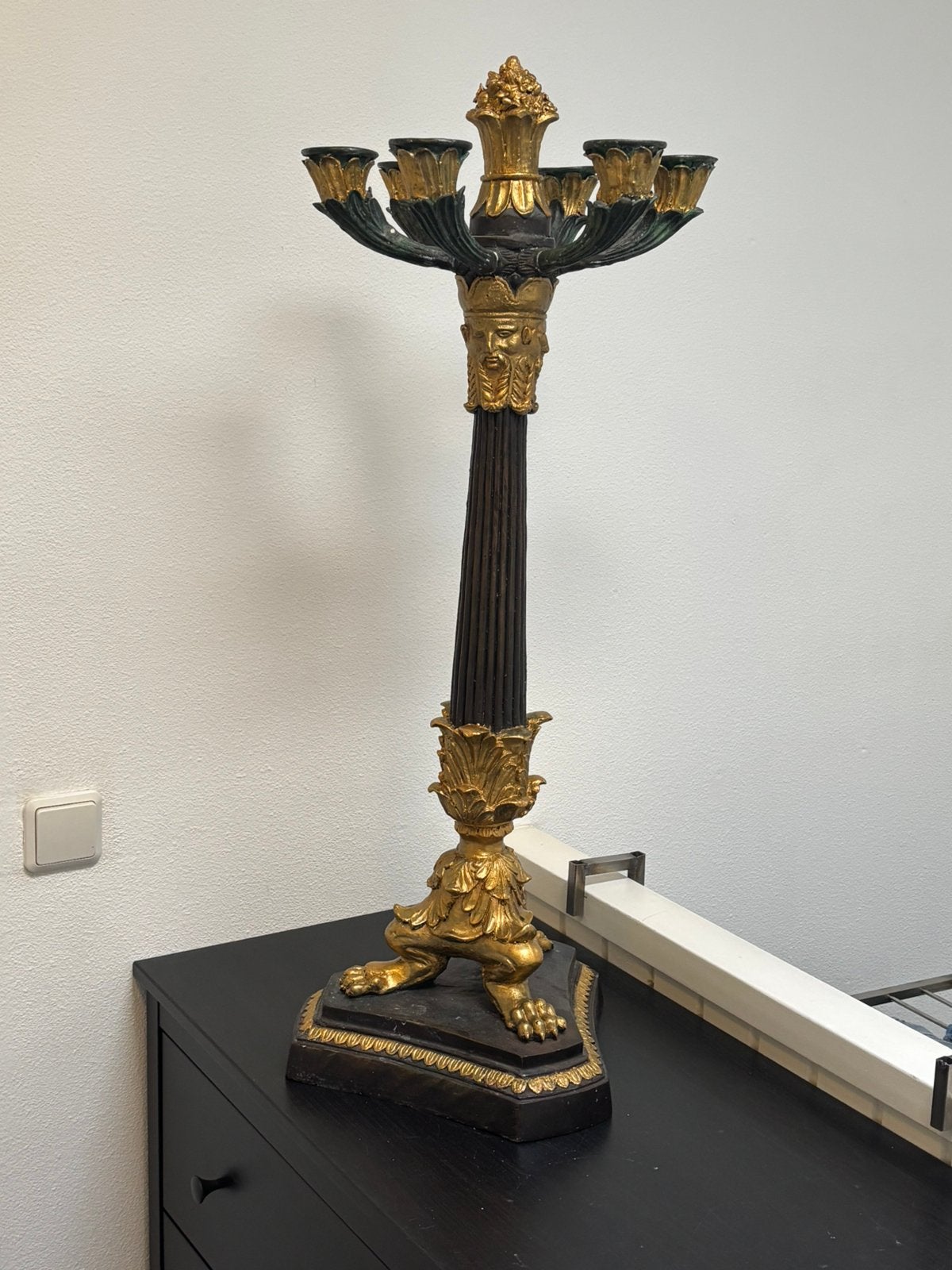 Bronzen kandelaar 92 cm hoog, Ophalen of Verzenden