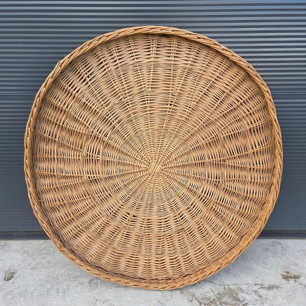 Grote rieten schaal, rond, diameter 90 cm, Ophalen, Gebruikt, Schaal, Onbekend