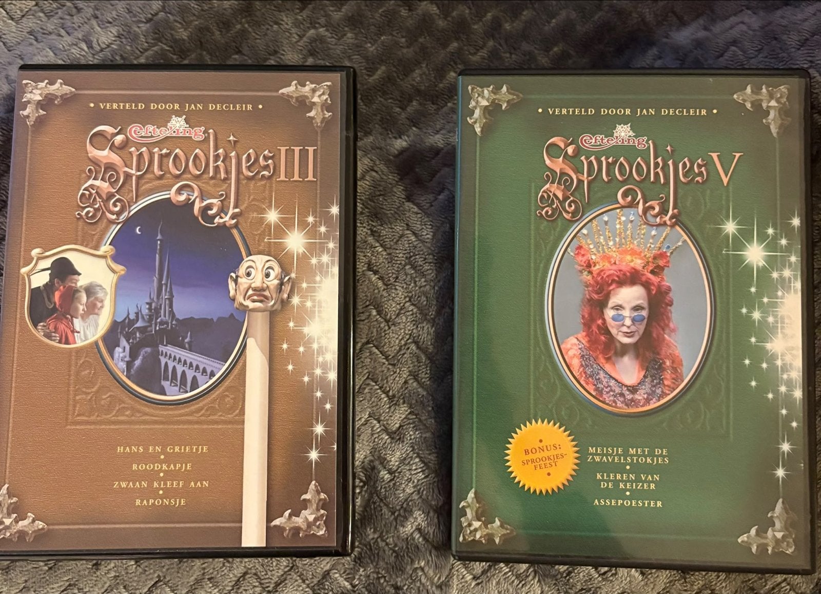 Efteling Sprookjes DVD's - Deel III & V, Gebruikt, Alle leeftijden, Tv-serie, Familie