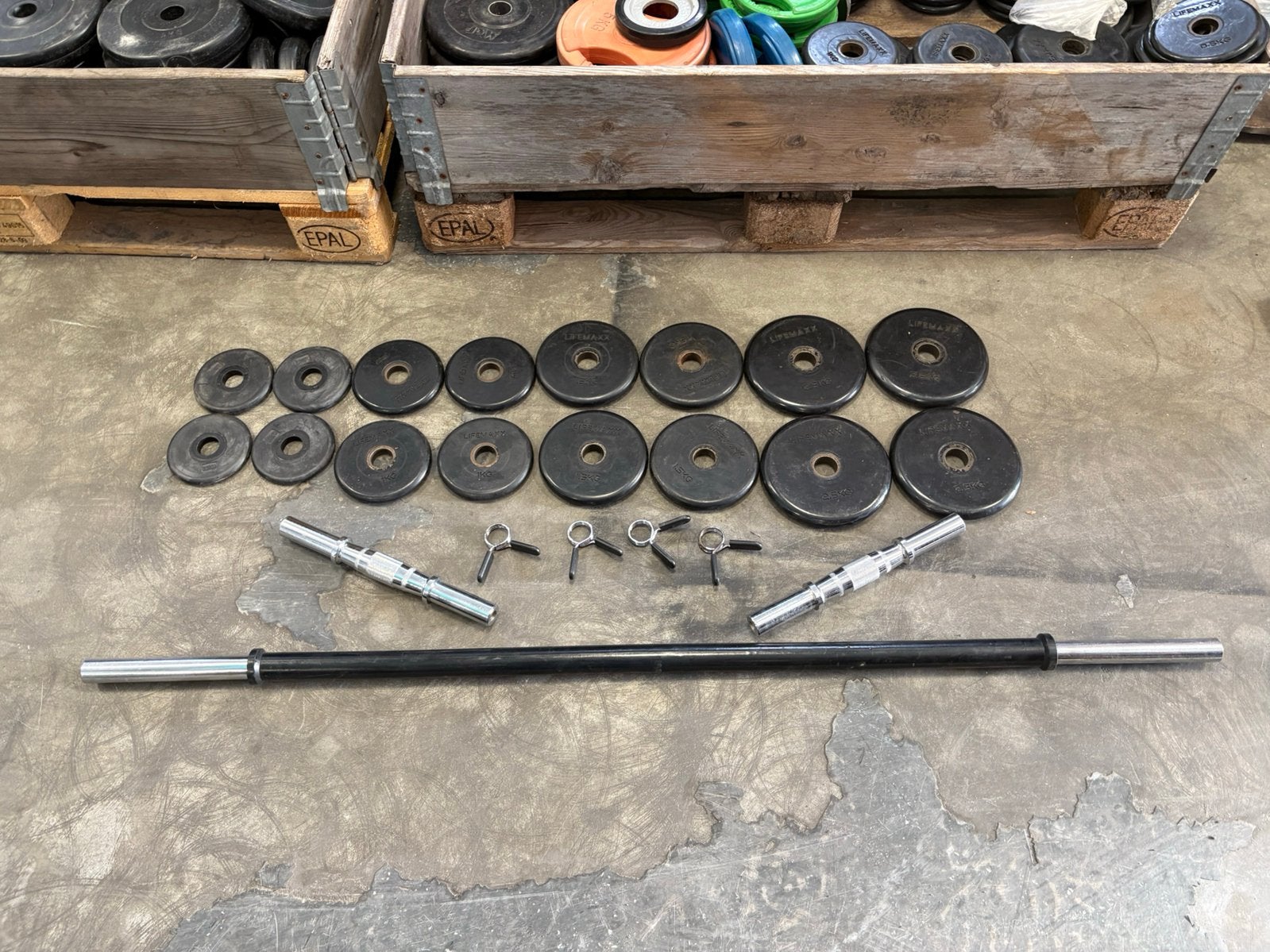 Complete halter set schijven stang dumbbells, Sport en Fitness, Ophalen, Lifemaxx, Stangen, Halterset