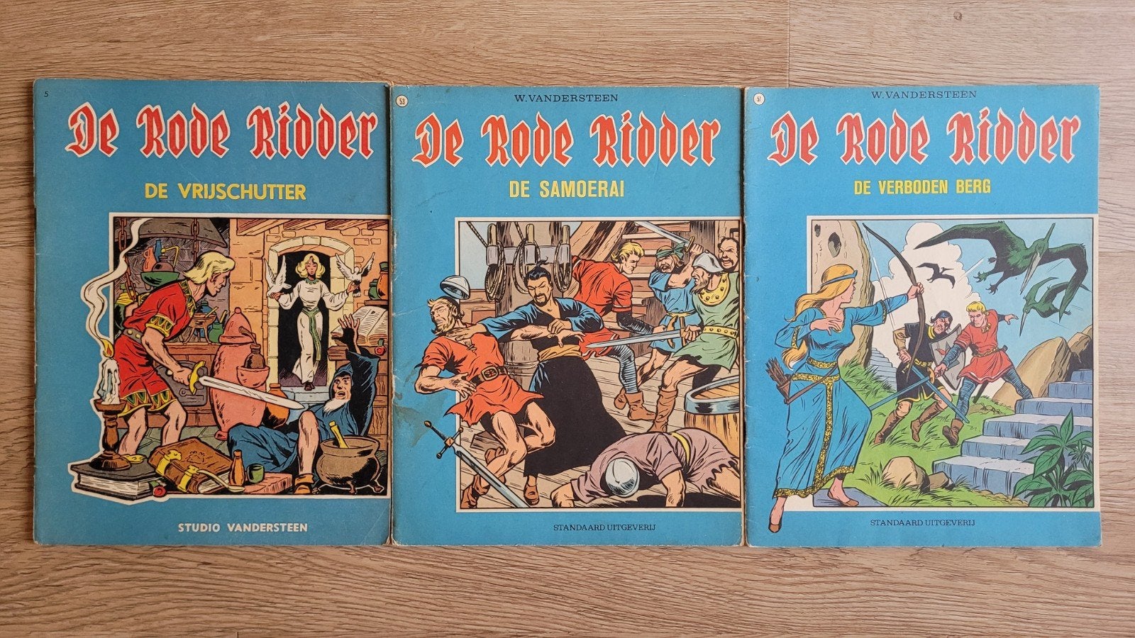 Vintage stripboeken - De Rode Ridder - nmr. 5, 53 en 57, Gelezen, Willy Vandersteen, Ophalen of Verzenden, Meerdere stripboeken