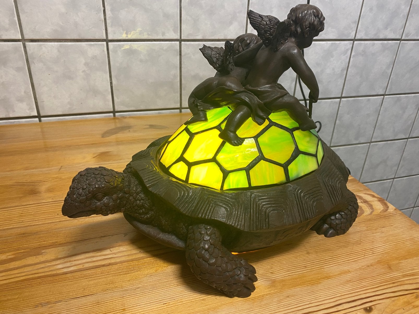 Tiffany schildpad GROOT 35x28cm vaste prijs 89 euro, Ophalen of Verzenden, Glas
