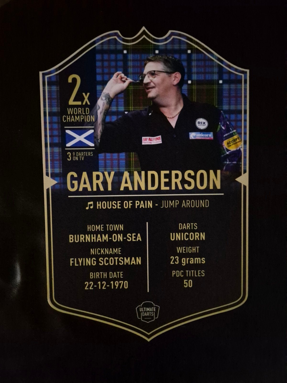Gary anderson darts card, Sport en Fitness, Darts, Ophalen of Verzenden, Zo goed als nieuw, Overige typen