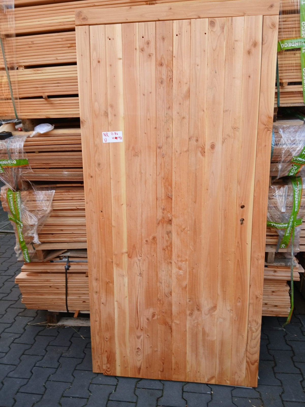 Dichte Douglas deur 86 cm breed en 1.97 m hoog. Nr 13, Doe-het-zelf en Verbouw, Deuren en Horren, Ophalen, Nieuw, Buitendeur, 200 tot 215 cm