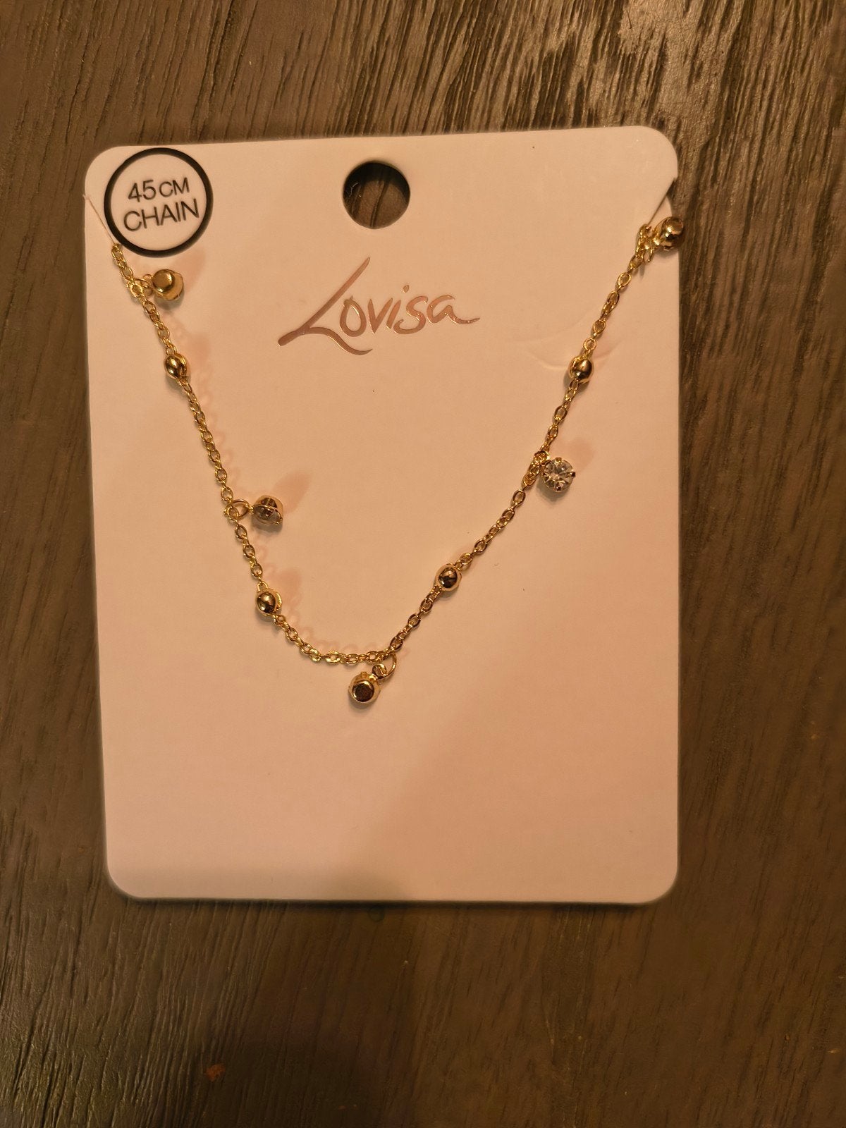 Lovisa Gouden Ketting met Kralen en Kristallen - 45 cm NIEUW, Met kristal, Overige materialen, Nieuw, Ophalen of Verzenden