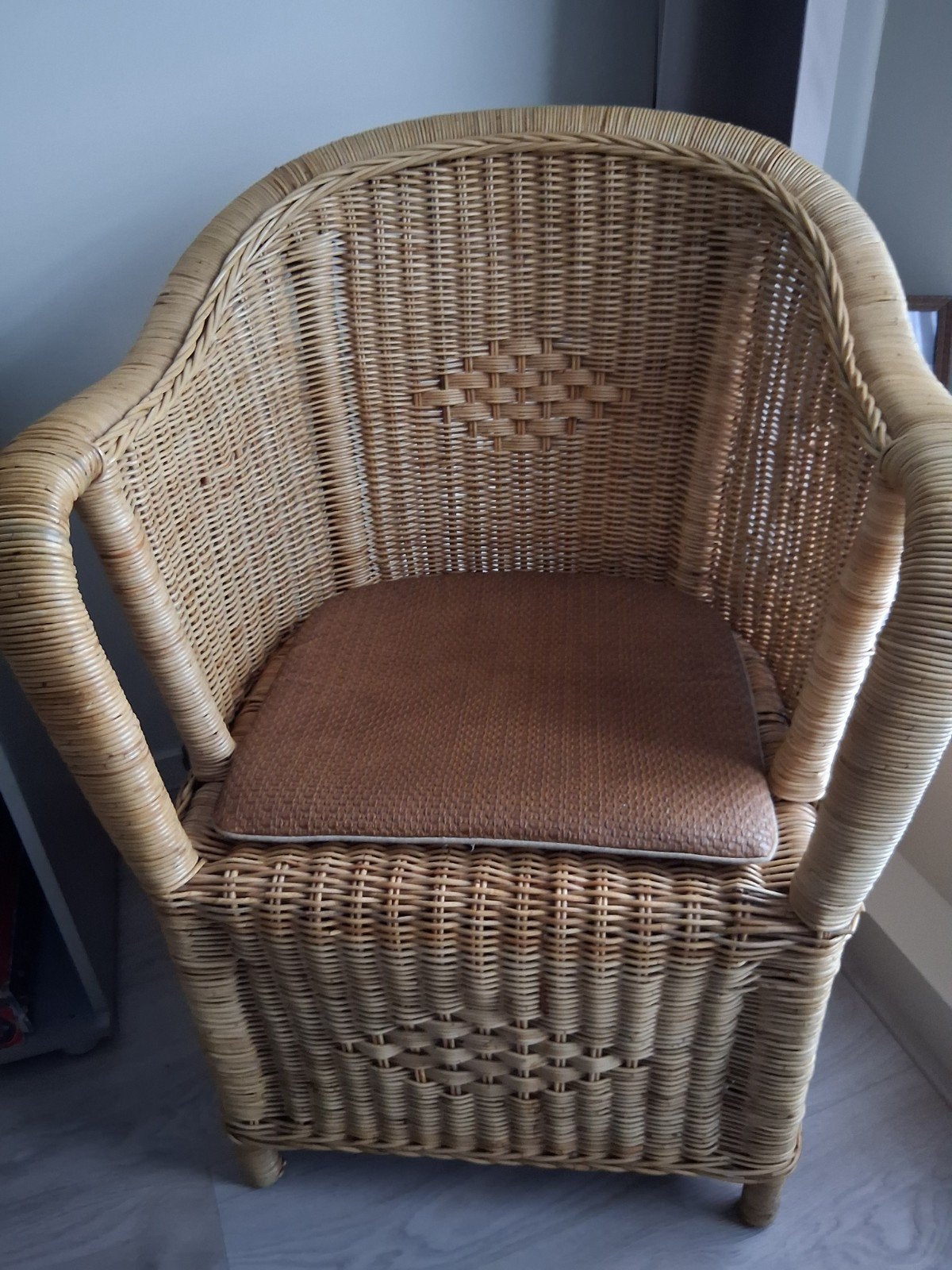 rieten stoel, Huis en Inrichting, Stoelen, Ophalen, Gebruikt, Bruin, Riet of Rotan