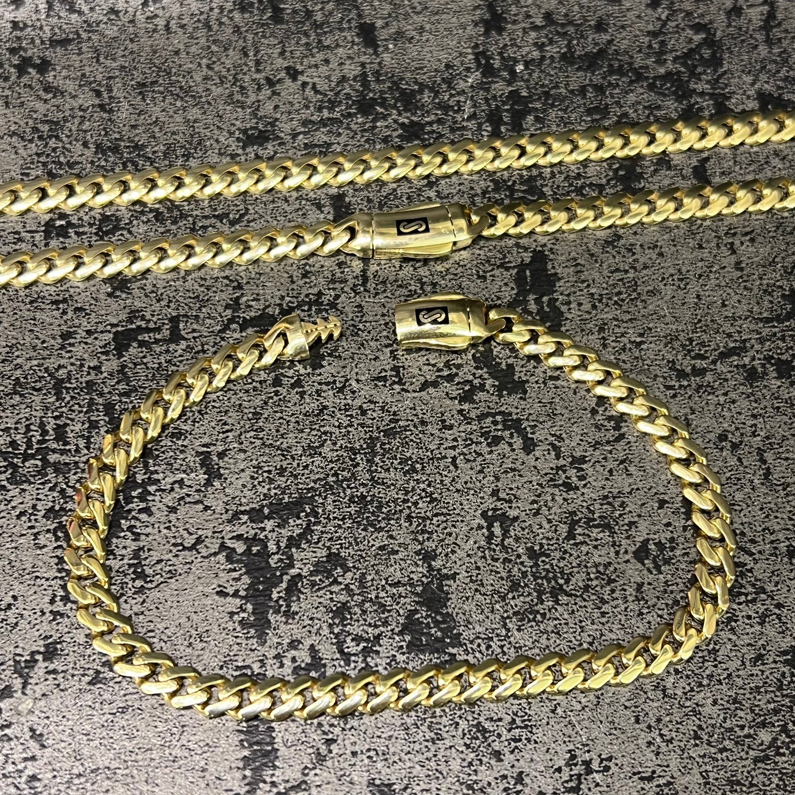 18 karaat gouden kettijg en armband monaco schakel set, Ophalen of Verzenden, Nieuw