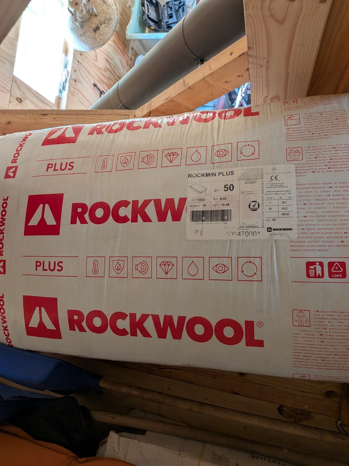 Rockwool Rockmin Plus isolatieplaten (50mm) 1 pak), Ophalen, 4 tot 8 cm, 10 tot 15 m², Vloerisolatie