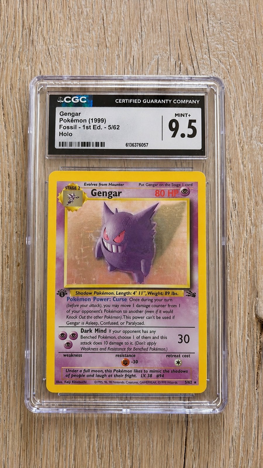 Gengar #5 Holo 1st Edition Fossil CGC 9.5+ Pokémon Kaart, Ophalen of Verzenden, Zo goed als nieuw, Losse kaart, Foil