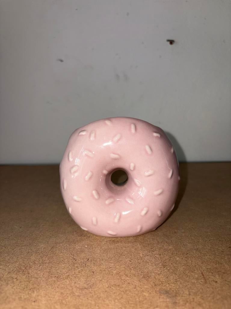 Roze vaasje met gouden achterkant - Donut design, Overige kleuren, Aardewerk of Porselein, Ophalen of Verzenden, Zo goed als nieuw