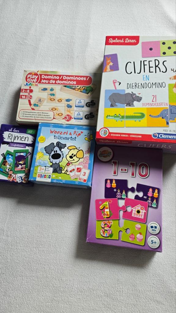 Educatieve spelletjes bundel: Domino, Kwartet, Puzzels, Ophalen of Verzenden, Gebruikt, Taal en Lezen