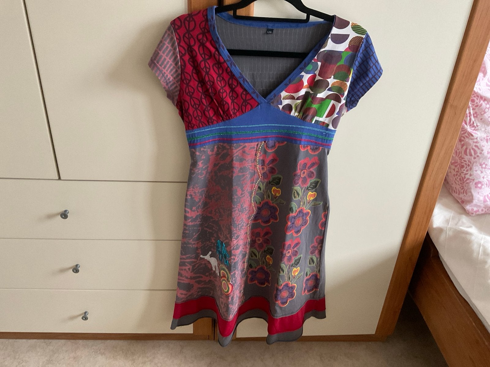 Desigual jurk met kleurrijke patronen en borduursels, Meerkleurig, Maat 42/44 (L), Ophalen of Verzenden, Zo goed als nieuw