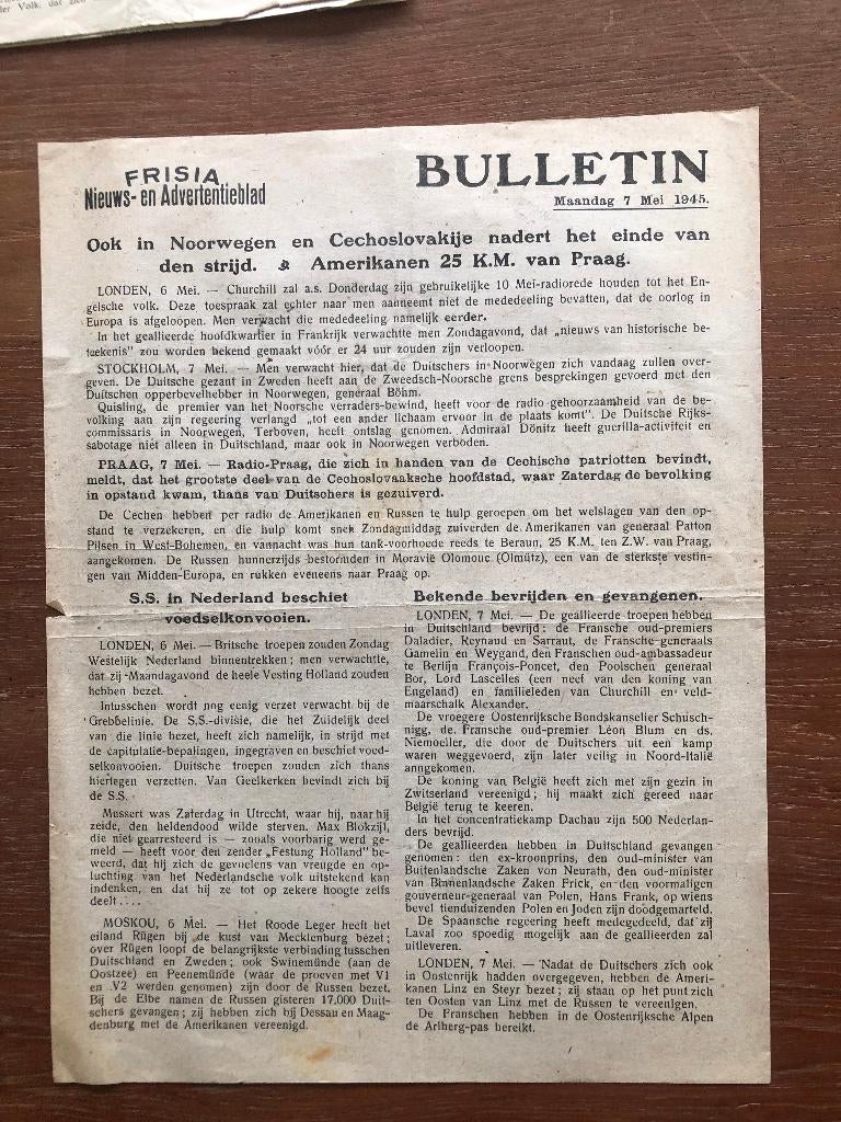 Bevrijding. Frisia Nieuws- en advertentie blad. Bulletin, Verzenden, Overige onderwerpen, Tweede Wereldoorlog, Gelezen