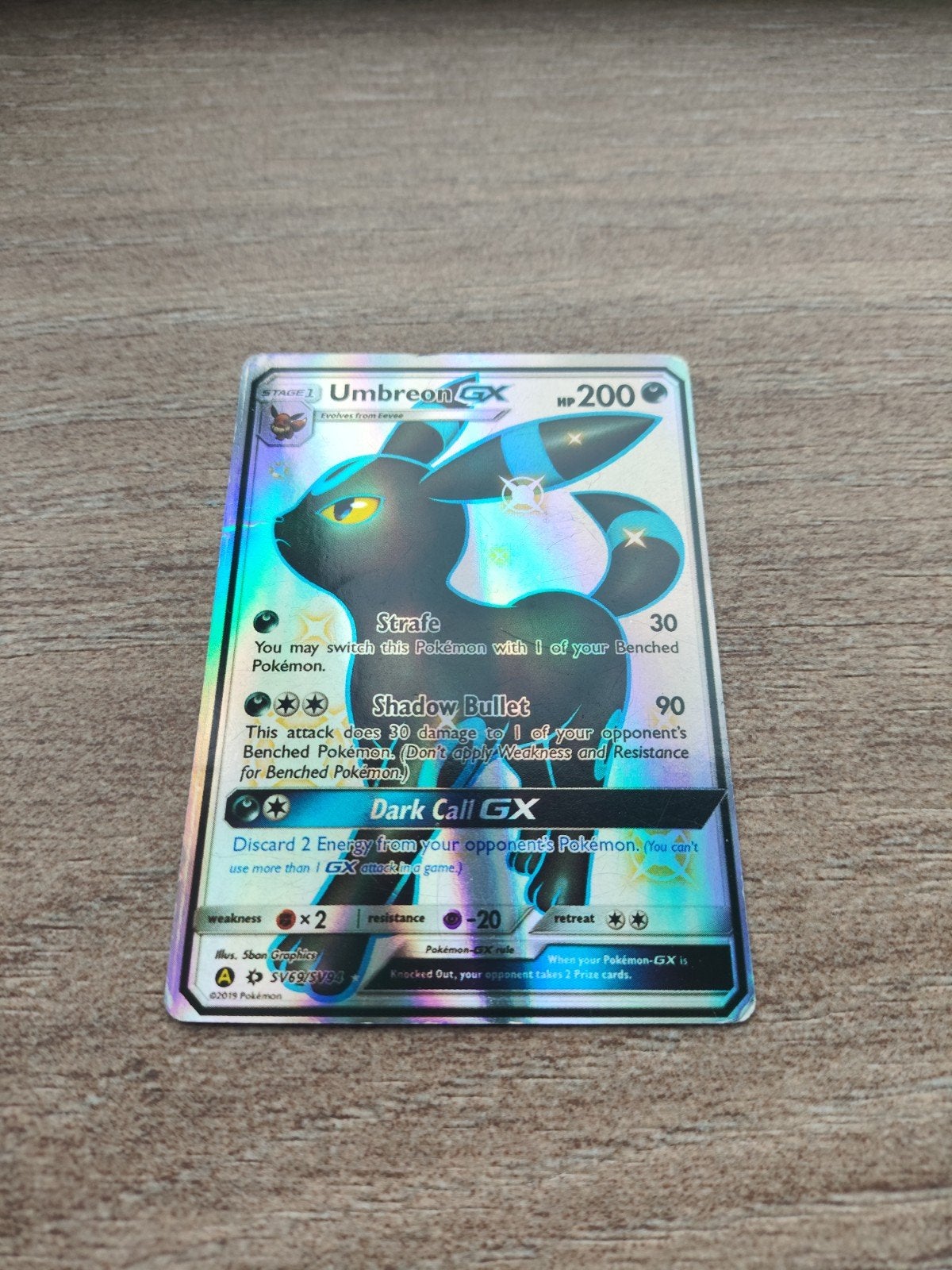 Umbreon GX 2019, Ophalen of Verzenden, Gebruikt, Losse kaart