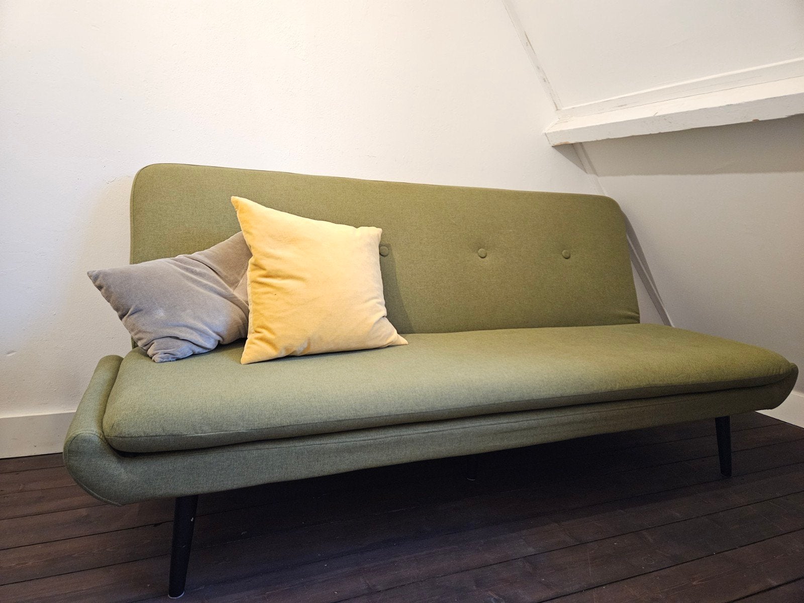 Groene slaapbank van Made, Ophalen, Tweepersoons, 190 cm of minder, Zo goed als nieuw