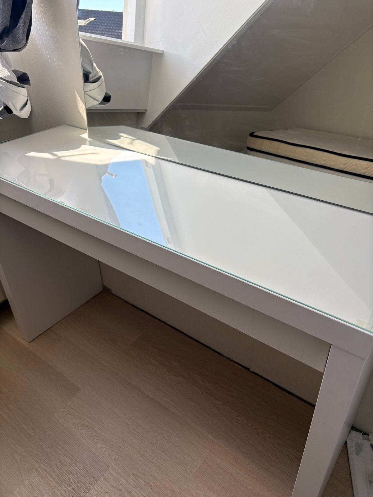 Gratis Witte kaptafel met spiegel, Ophalen, Gebruikt, 100 tot 150 cm, Minder dan 100 cm