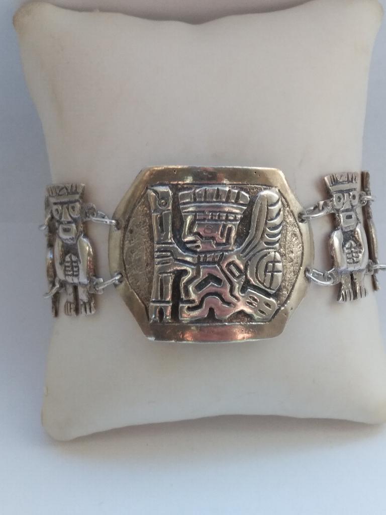 zilveren ARMBAND 19,5 cm en max 3,2 cm breed, uit Peru, Sieraden, Tassen en Uiterlijk, Antieke sieraden, Ophalen of Verzenden