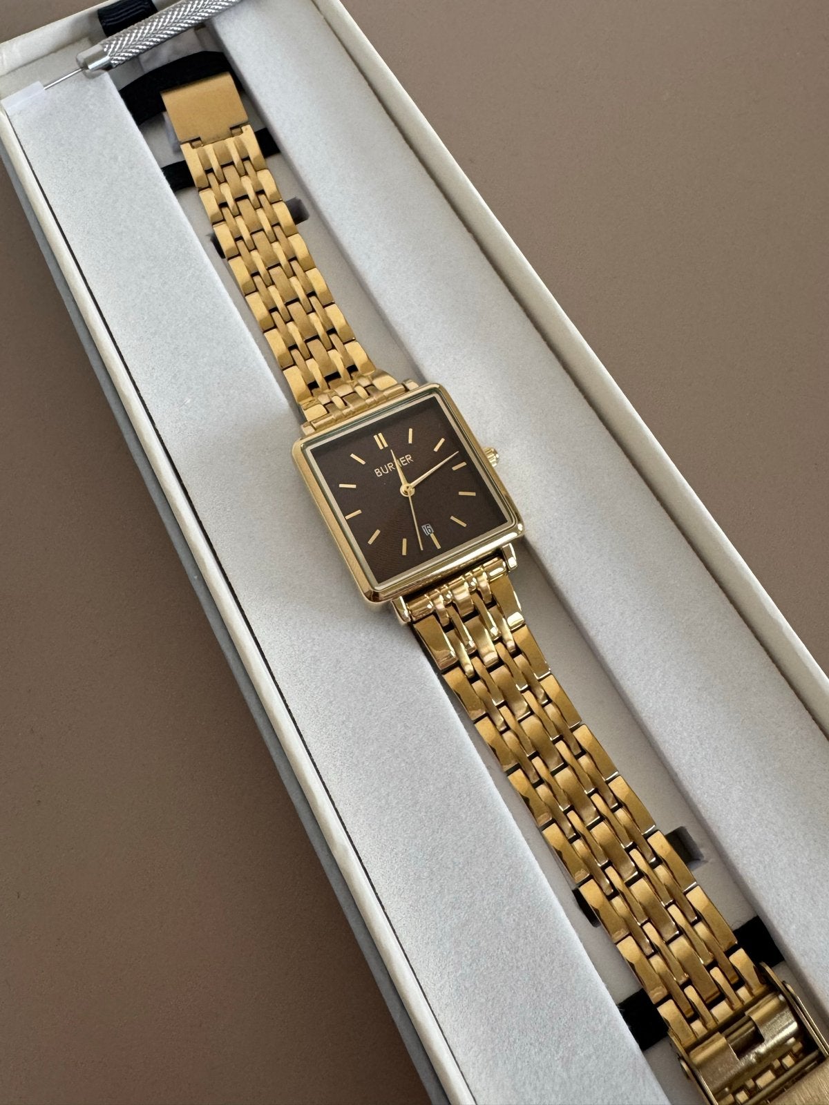 BURKER horloge - goud/bruin, Overige merken, Leer, Staal, Polshorloge