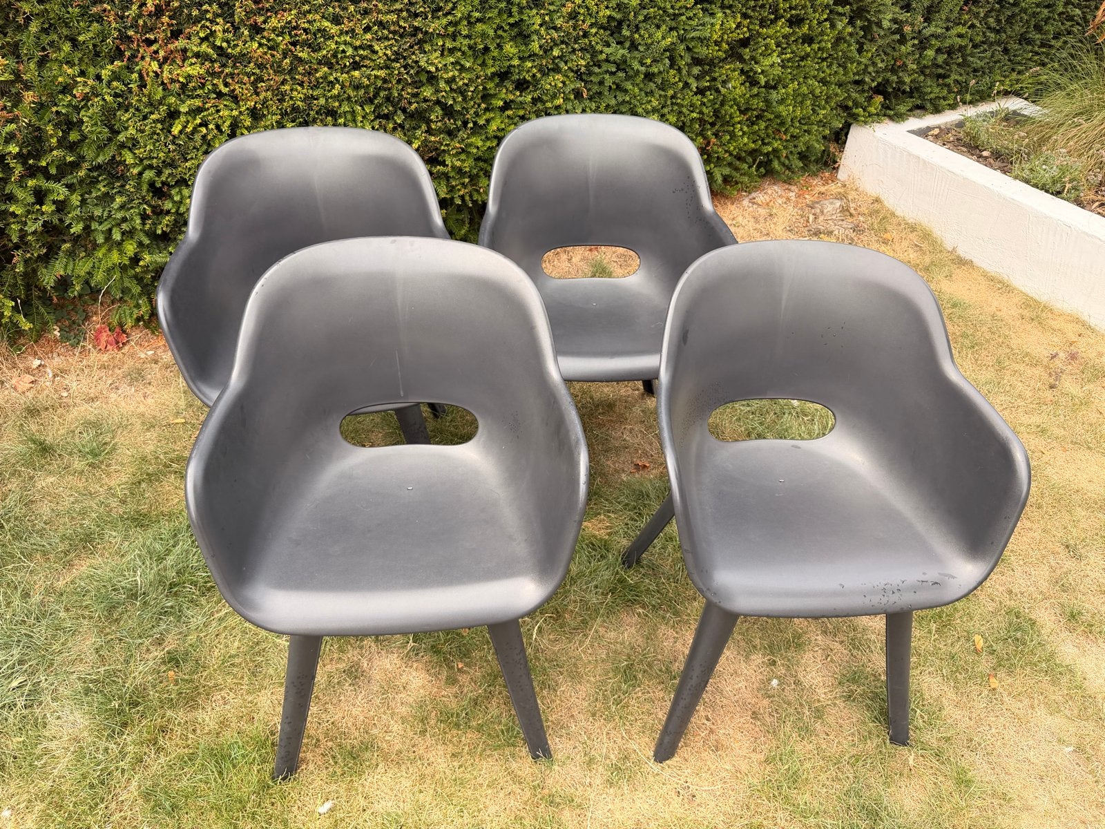 Set van 4 Allibert tuinstoelen - Antraciet, Tuin en Terras, Tuinstoelen, Ophalen, Gebruikt, Kunststof